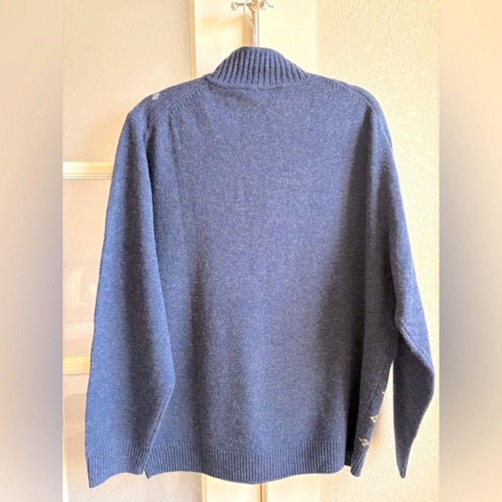 Jos. A. Bank - Wool Blend 1/4 Zip Pull Over Sweater‎ - Size Large - Navy & White - Picture 2 of 5